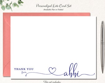 Thank You Cards | Personalized Thank You Cards | Thank You Notes | Custom Thank You Cards | Thank You Cards Pack | HEART SINGLE NAME