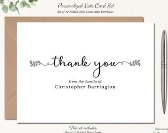 Tarjetas de agradecimiento para funerales / Notas de agradecimiento para funerales / Tarjetas de condolencias de reconocimiento para funerales / Celebración de la vida Juego de 10 FUNERAL BOTÁNICO