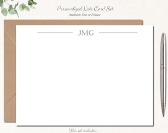 Personalized Stationery Gift for Men, Flat or Folded Cards, Monogram Note Cards for Men, Corporate Gifts for Men, Business AMBITION MONOGRAM