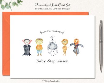 Halloween Baby Shower Thank You Cards, Halloween Baby Thank You Cards, Halloween Baby Shower Thank You Notes, Baby Stationery HALLOWEEN BABY