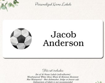 School Supply Labels, Name Stickers, Labels for Boys, Labels for Girls, Personalized Name Labels, School Stickers, Custom Name SOCCER