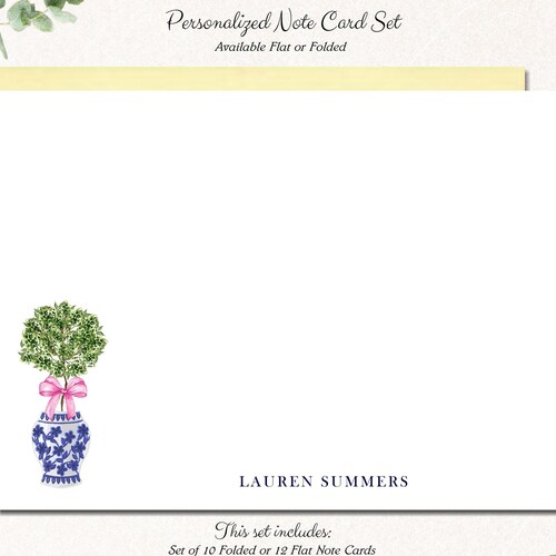 Personalized Ginger Jar Stationery Chinoiserie Note Cards Etsy