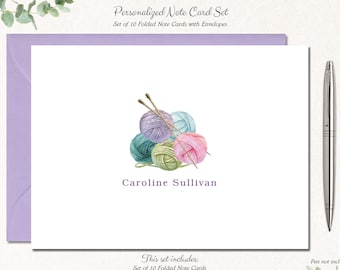 Knitting Personalized Note Cards, Knitting Personalized Stationery, Stationary Notecards, Knitting Gift, Knitting Gifts KNITTING LOVE CENTER