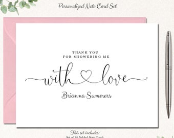 Bridal Shower Thank You Cards | Thank You Notes | Wedding Stationery Stationary | Bridal Shower Gift | Note Cards | WITH LOVE BRIDAL