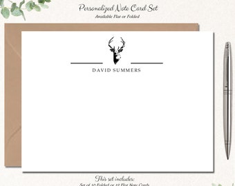 Deer Head Personalized Note Cards | Gift for Men | Hunting | Nature Gifts | Hunter Gifts | Stationery for Men | Gifts for Men | DEER HEAD