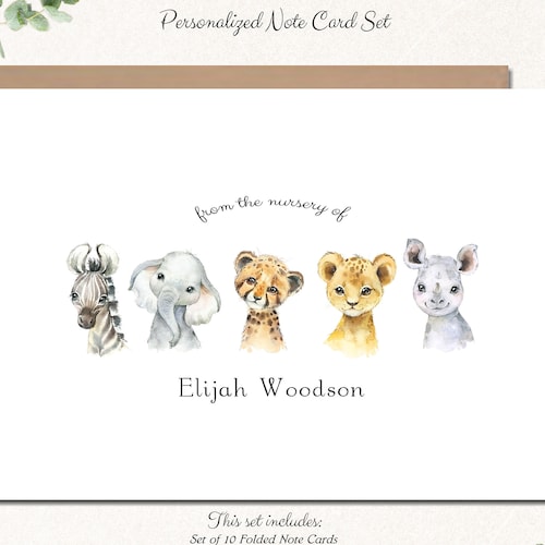 Safari Baby Shower Thank You Cards Jungle Baby Shower Thank Etsy