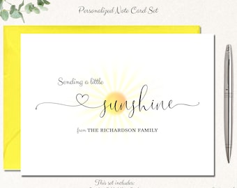 Personalized Thinking of You Card Set, Friendship Card, Thinking of You Cards, Set of 10 Just Because Card Set, SENDING SUNSHINE