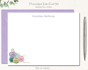 Knitting Personalized Stationery | Knitting Personalized Note Cards | Stationary Notecards | Knitting Gift | Knitting Gifts | KNITTING LOVE
