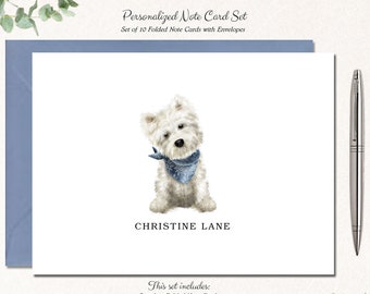 West Highland Terrier Note Cards, Westie Gifts, Dog Lover Gift, Westie Dog Stationery, Dog Thank You Cards, Westie Gift WESTIE CENTER BLUE