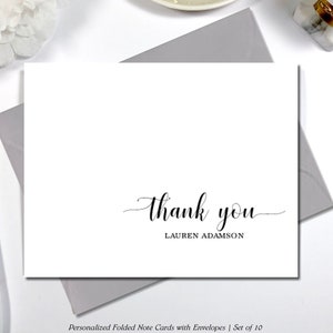 Personalized Folded Thank You Cards, Set of 10 Folded Note Cards with Envelopes CLASSY THANK YOU image 7