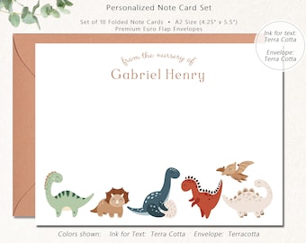 Dinosaur Baby Shower Thank You Cards, Baby Shower Dinosaurs, Set of 10 Folded Dino Thank You Notes, Baby Boy Stationery DINOSAURS