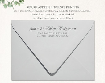 Return Address Printing Add-On, Custom Personalized Envelopes, Must also purchase envelopes or products that include envelopes FANCY SCRIPT