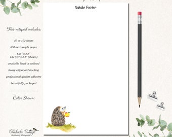 Personalized Notepad - HEDGEHOG - Stationery Stationary Notepad - Hedgehog Gift for Hedgehog Lovers - Lined or Unlined - HEDGEHOG