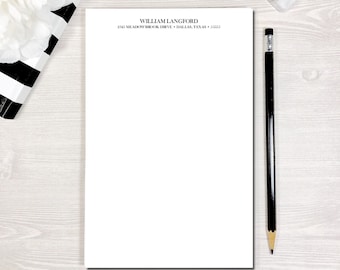 Personalized Notepad for Men, Men's Stationery, Stationary Notepad, Custom Notepad  Personalized for Men, CLASSIC NAME ADDRESS
