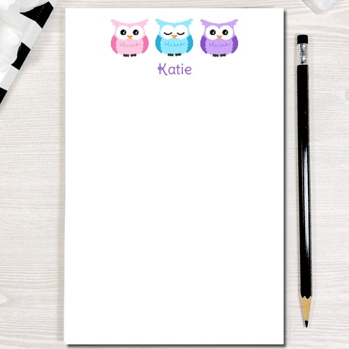 Owl Notepad for Her Personalized Notepads Stationery Gifts Etsy