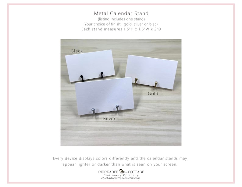 2026 or 2027 Mini Calendar with Optional Wood or Metal Stand, 3.5"W x 2"L (Business Card Size) Small Floral Desk Calendar, WILDFLOWERS image 9