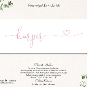 Personalized School Supply Labels for Girls, Name Stickers ...