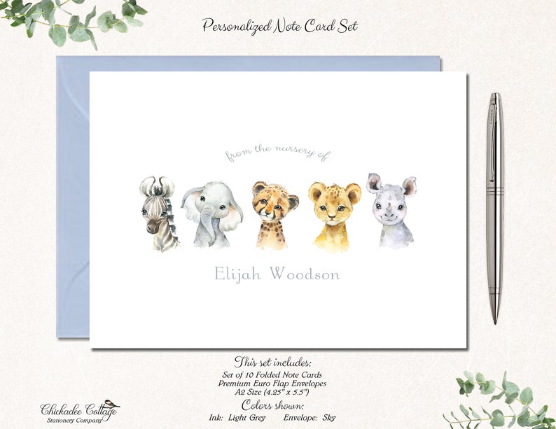 Safari Baby Shower Thank You Cards Jungle Baby Shower Thank Etsy