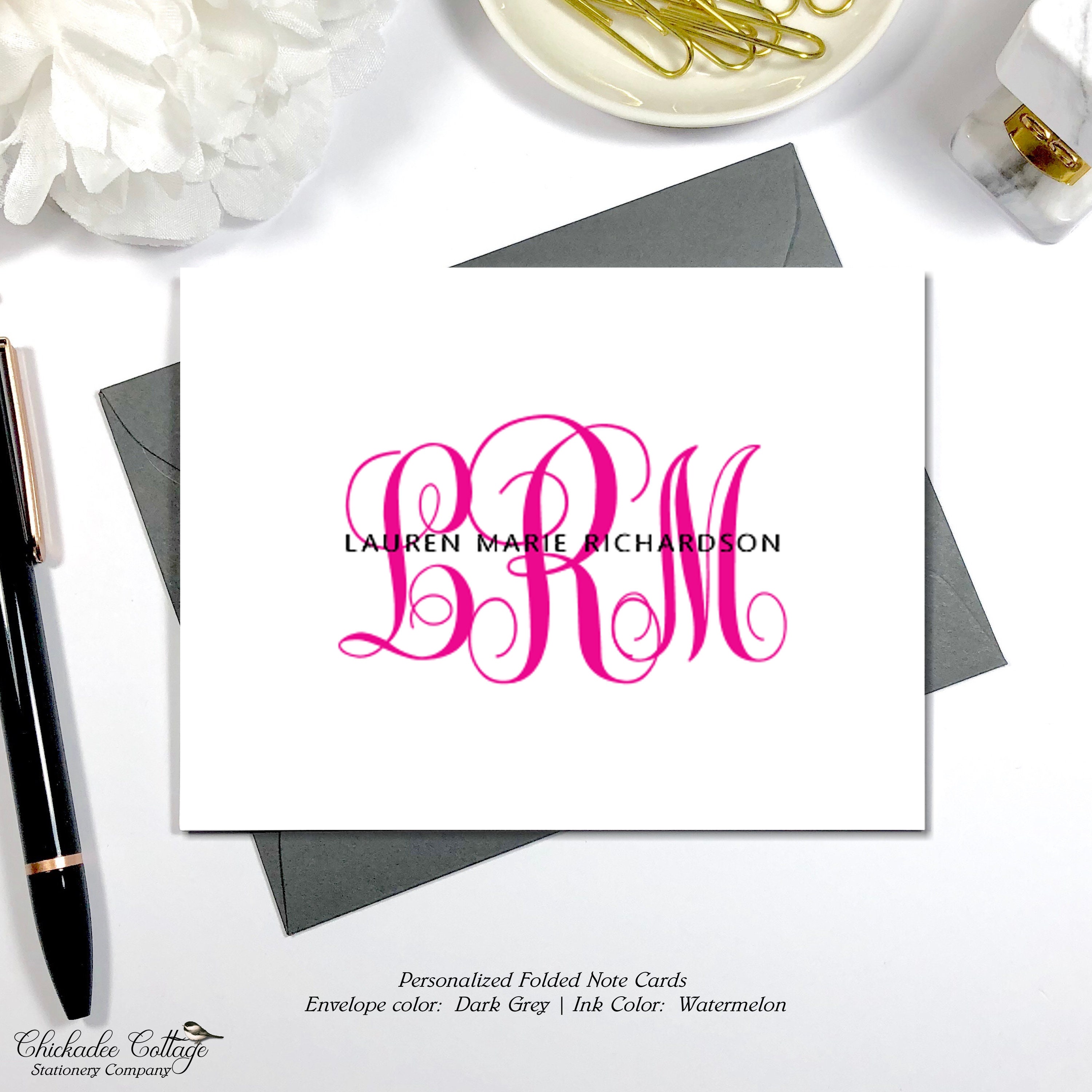 Personalized Monogram Note Card Set / Personalized Stationery Cards ...