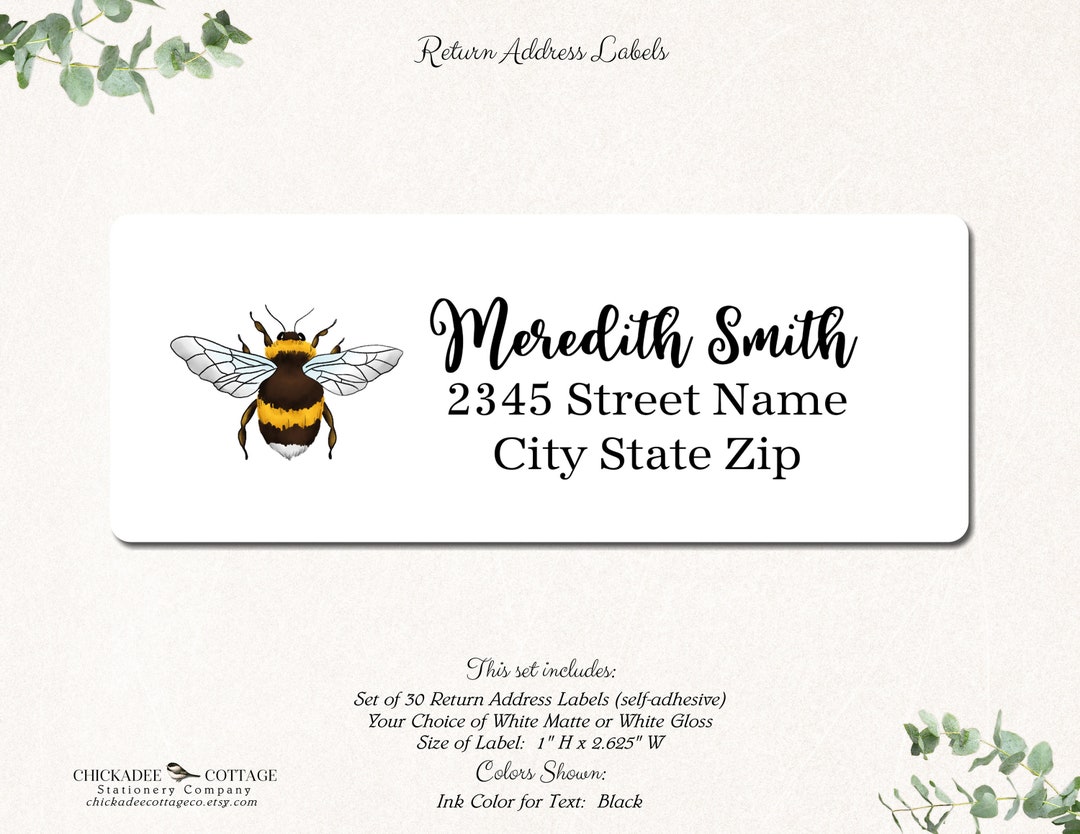 Bee Return Address Labels Return Address Stickers Etsy