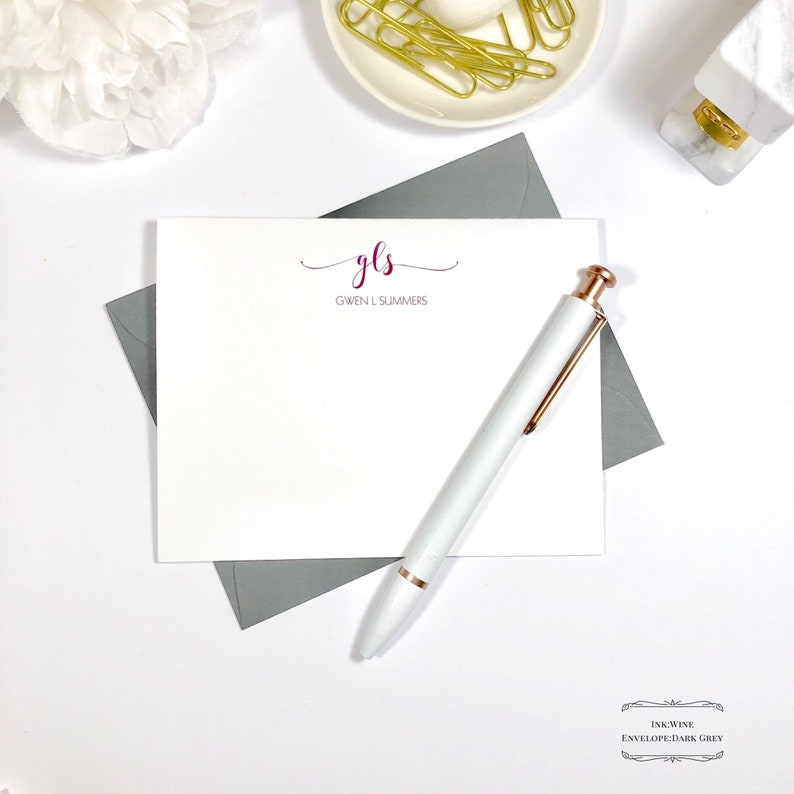 Personalized Stationery Monogrammed Stationary Custom Note Etsy