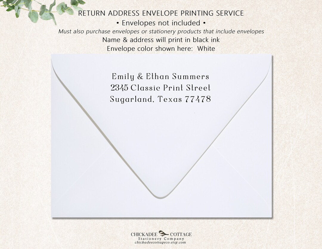 Return Address Printing Add-on Service, Envelopes Not Included Must ...
