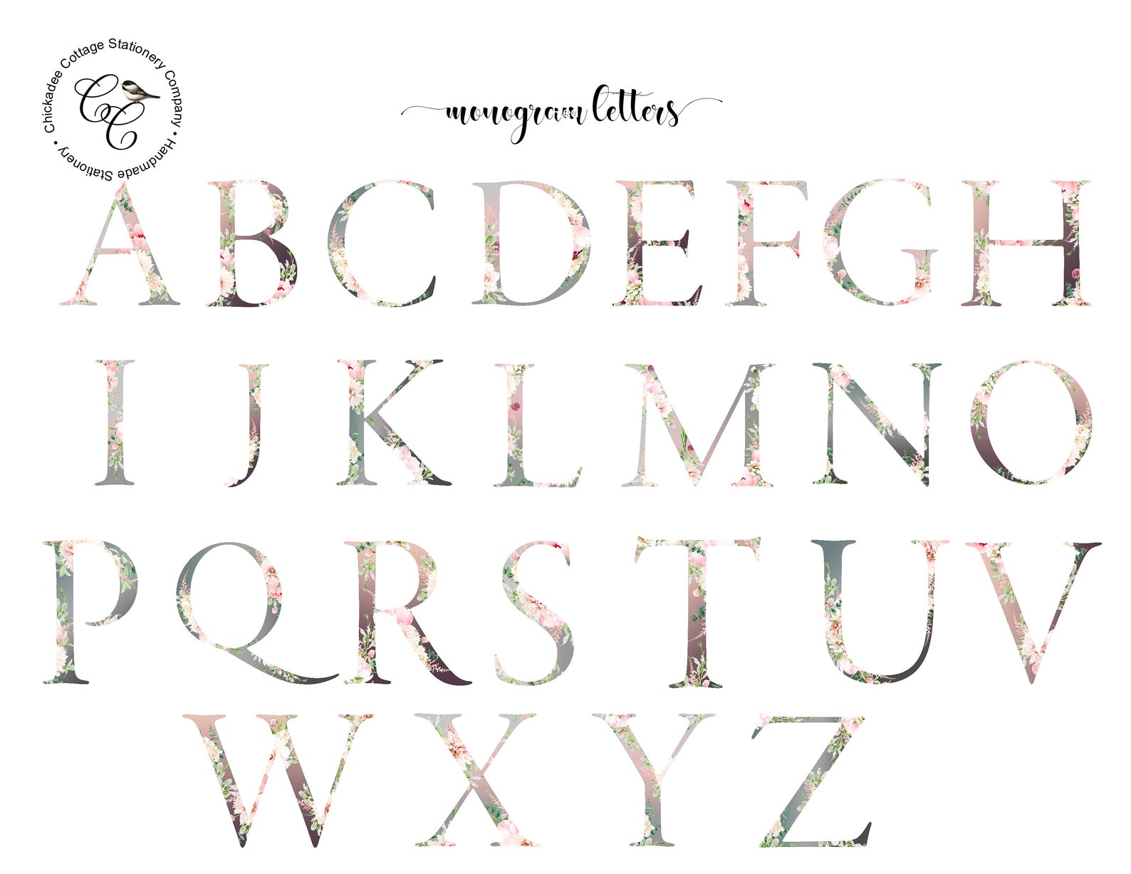 Monogrammed Note Cards, Set of 10 Cards With Envelopes, Monogram ...