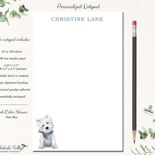Personalized Westie Dog Notepad | West Highland Terrier Gift | Westie Dog Gift | Stationery Stationary Notepad | Dog Lover Gift | WESTIE