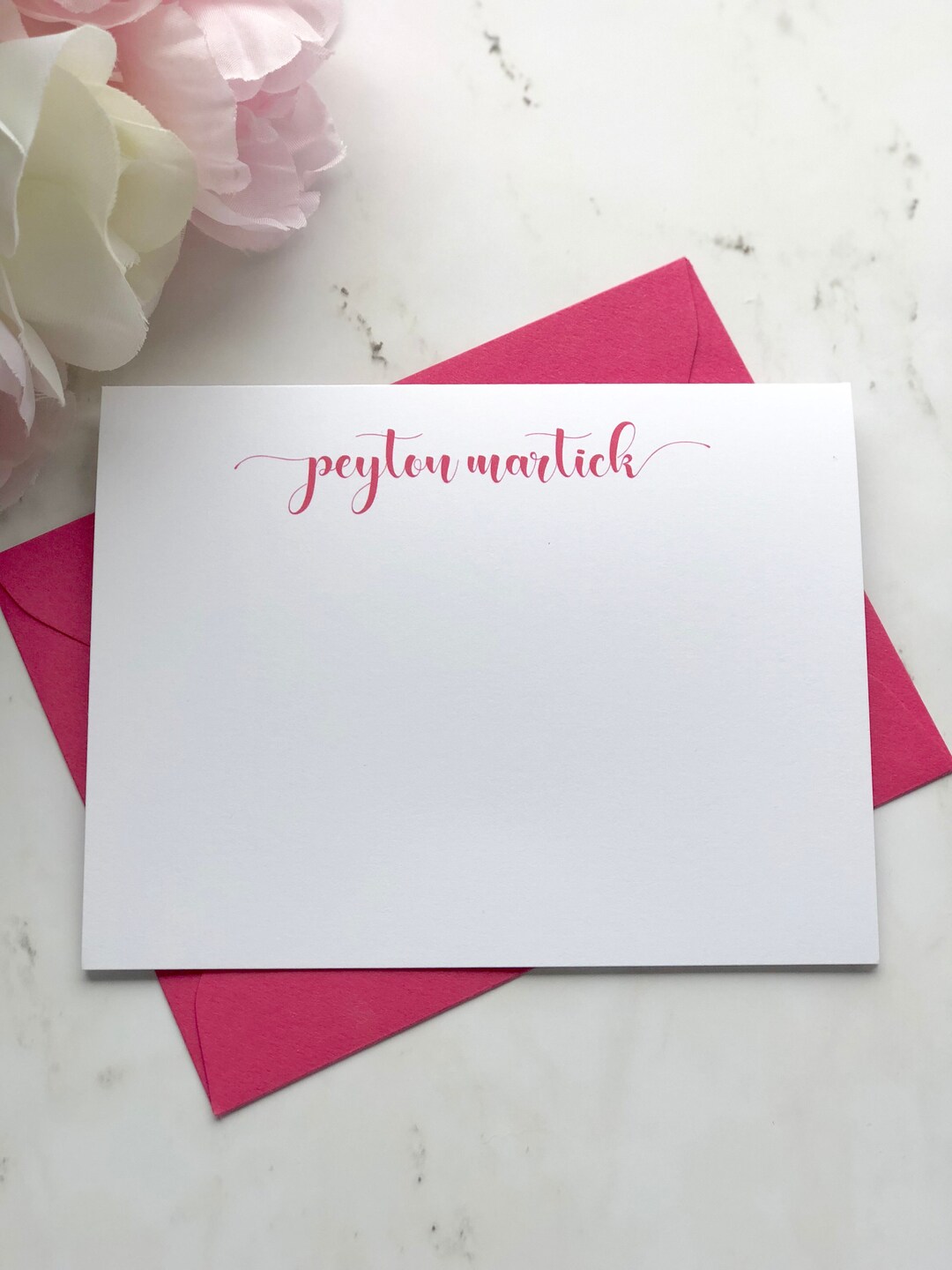 Script Personalized Note Cards, Set of 12 Flat or 10 Folded Cards With ...