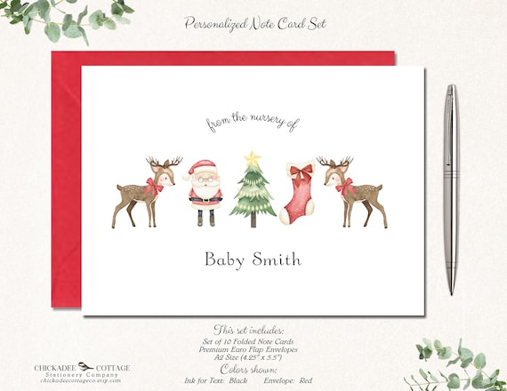 Christmas Baby Shower Thank You Cards, Holiday Baby Shower Thank You Notes, Baby Shower Thank You Notes, Santa Baby Boy Girl, CHRISTMAS BABY