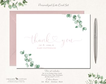 Elegant Mint Green Thank You Cards - Set Of 25 With Envelopes For Baby Showers & Special Occasions