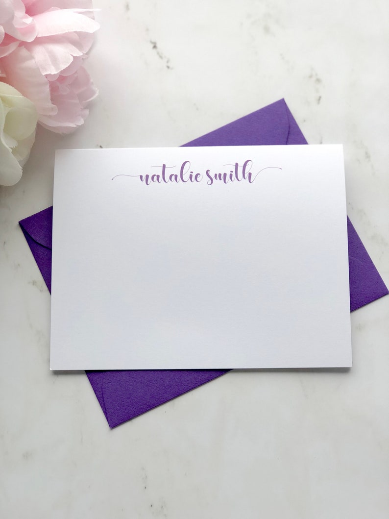 Note Cards With Name Personalized Script Stationery Etsy