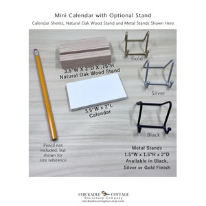 2026 or 2027 Mini Calendar with Optional Wood or Metal Stand, 3.5"W x 2"L (Business Card Size) Small Floral Desk Calendar, WILDFLOWERS image 6