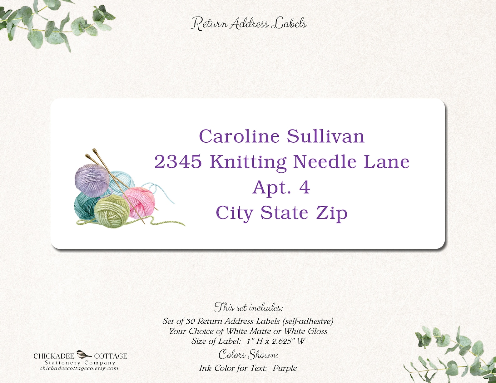 Knitting Return Address Labels Knitting Return Address Etsy