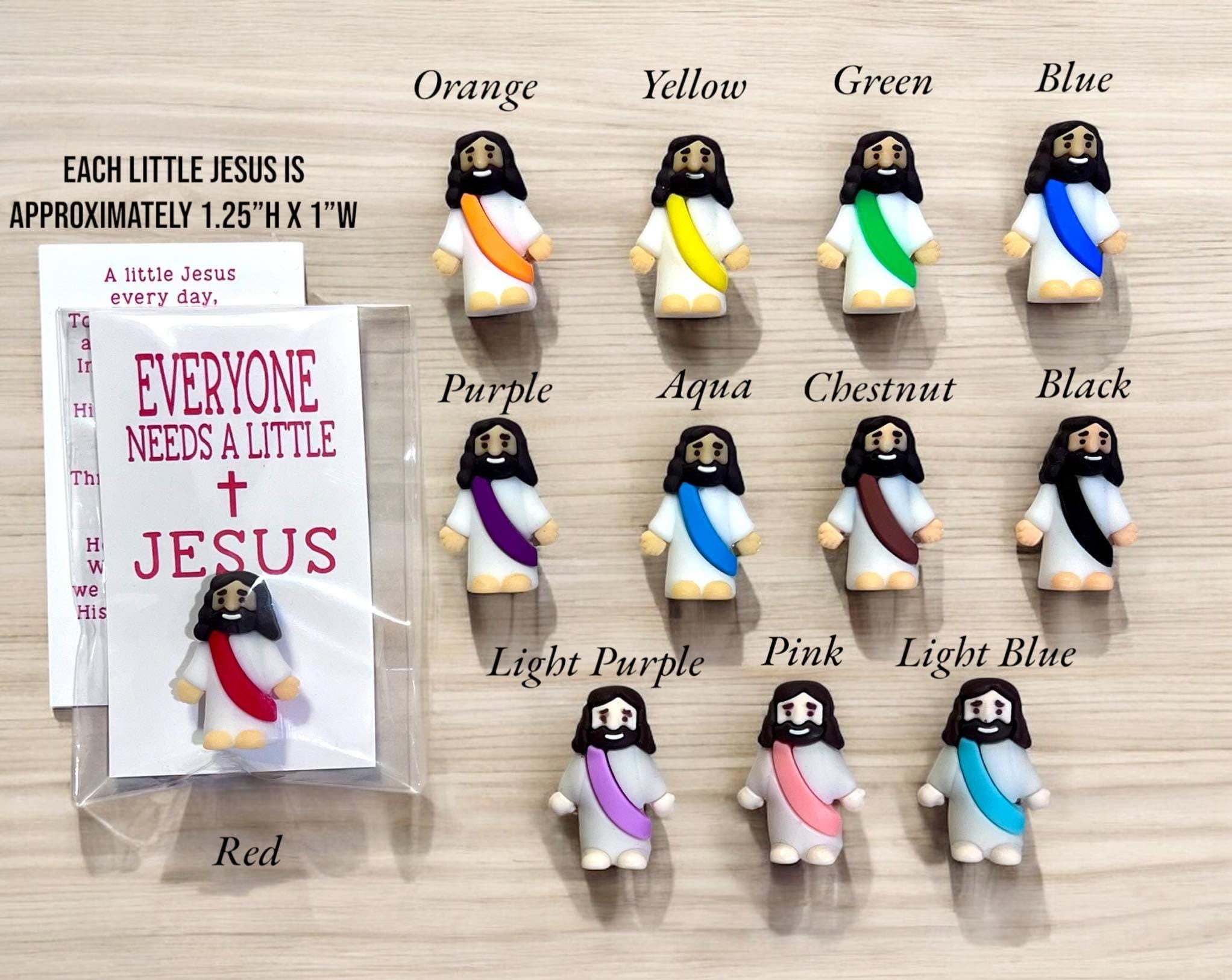 Little Jesus Figurine, Measures approximately 1.25"H x 1"W, your choice of sash color, Christian Gifts, Jesus Loves Me Gift, Religious Gift