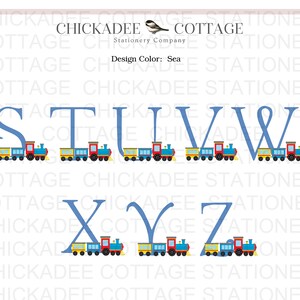 Baby Shower Thank You Cards Train Monogram, Baby Boy Shower Gift, Newborn Boy, Baby Thank You Cards, Baby Boy Thank You Notes, ALL ABOARD image 3