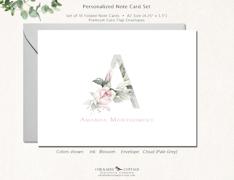 Monogram Note Cards Personalized Monogrammed Stationery Etsy