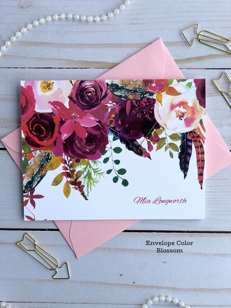 Floral Note Card Set Floral Stationery Stationary Floral Etsy