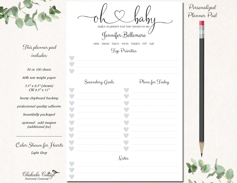 OH BABY PLANNER Mom To Be Gift Baby Shower Gift Planner Notepad Pregnancy Gift Expecting Mom Gift Baby Boy Baby Shower Gift for Mom