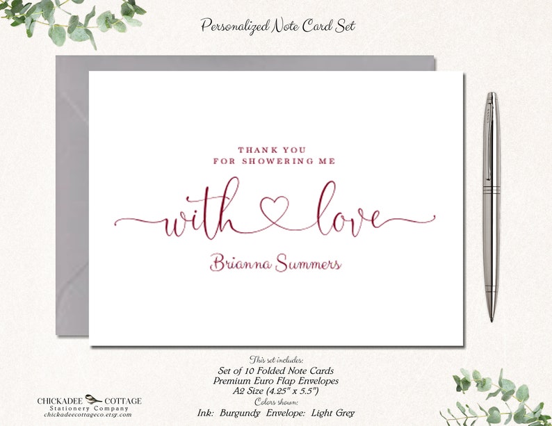 Bridal Shower Thank You Cards Thank You Notes Wedding Etsy