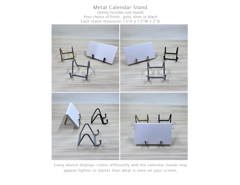 2026 or 2027 Mini Calendar with Optional Wood or Metal Stand, 3.5"W x 2"L (Business Card Size) Small Floral Desk Calendar, WILDFLOWERS image 8