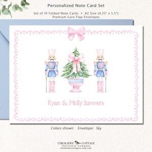 Pink Christmas Nutcracker Note Cards, Christmas Stationery, Personalized Christmas Stationary, Christmas Greeting Cards PINK NUTCRACKER TREE