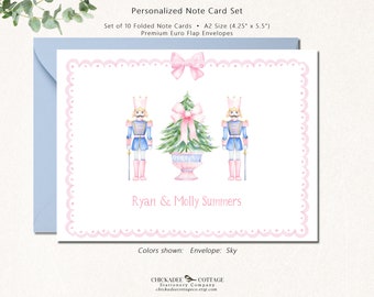 Pink Christmas Nutcracker Note Cards, Christmas Stationery, Personalized Christmas Stationary, Christmas Greeting Cards PINK NUTCRACKER TREE