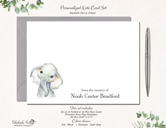 Amazon Com 24 Blue Elephant Baby Shower Thank You Cards With