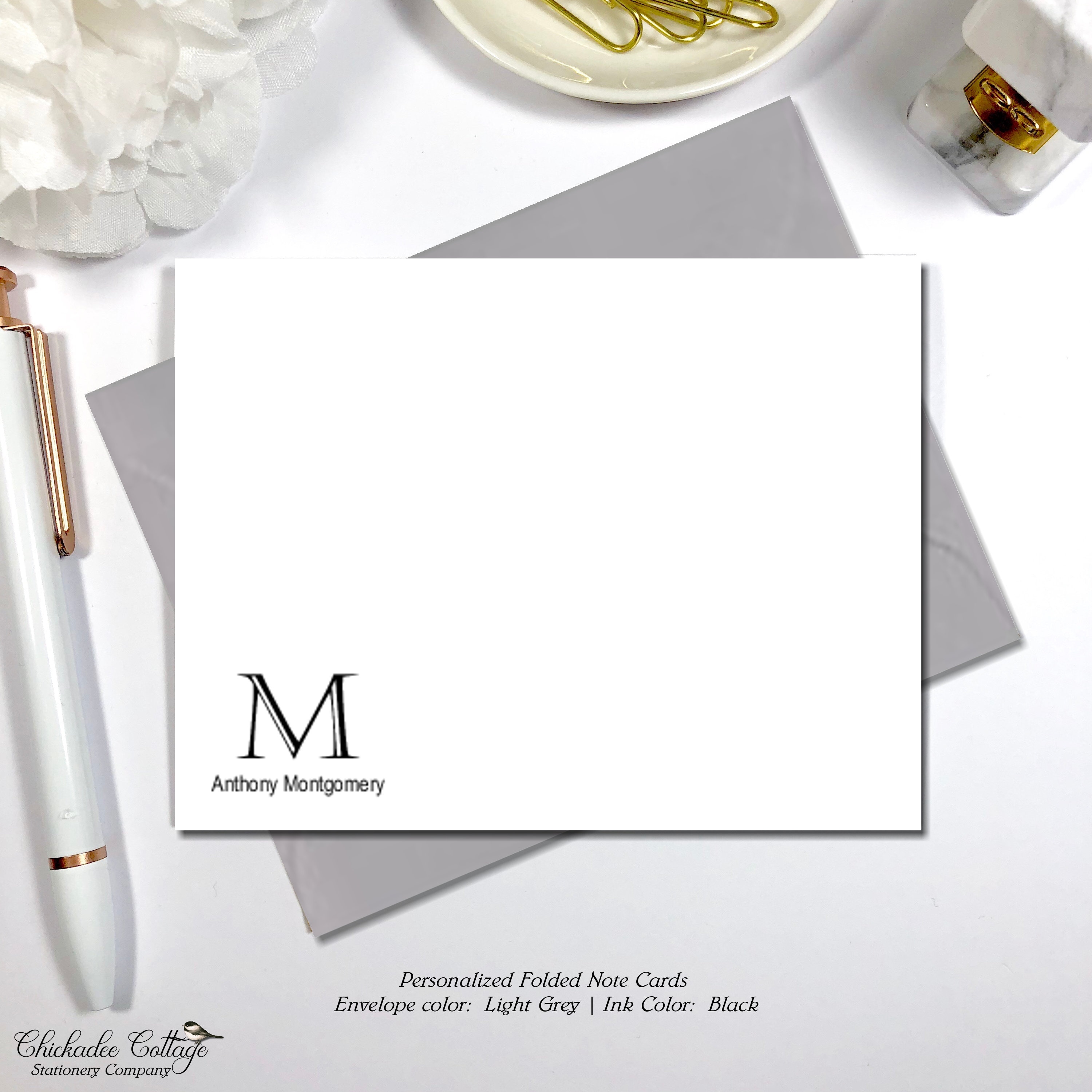 Monogrammed Stationary, Flat or Folded Cards, Monogrammed Note Cards ...