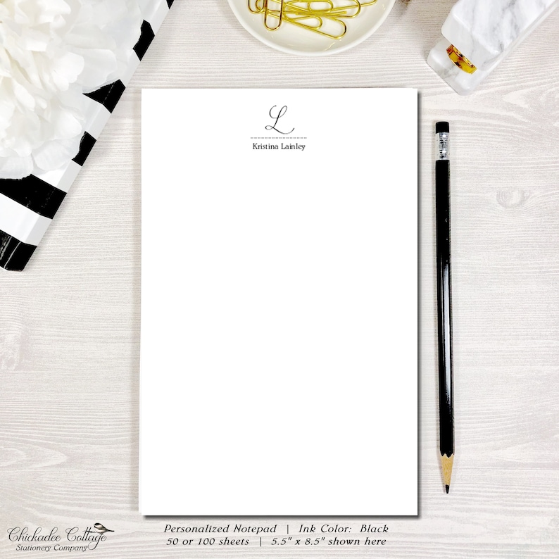 Stationary Stationery Notepad Personalized Notepad FANCY MONOGRAM pretty simple cute note Custom Notepad Personalized for Women