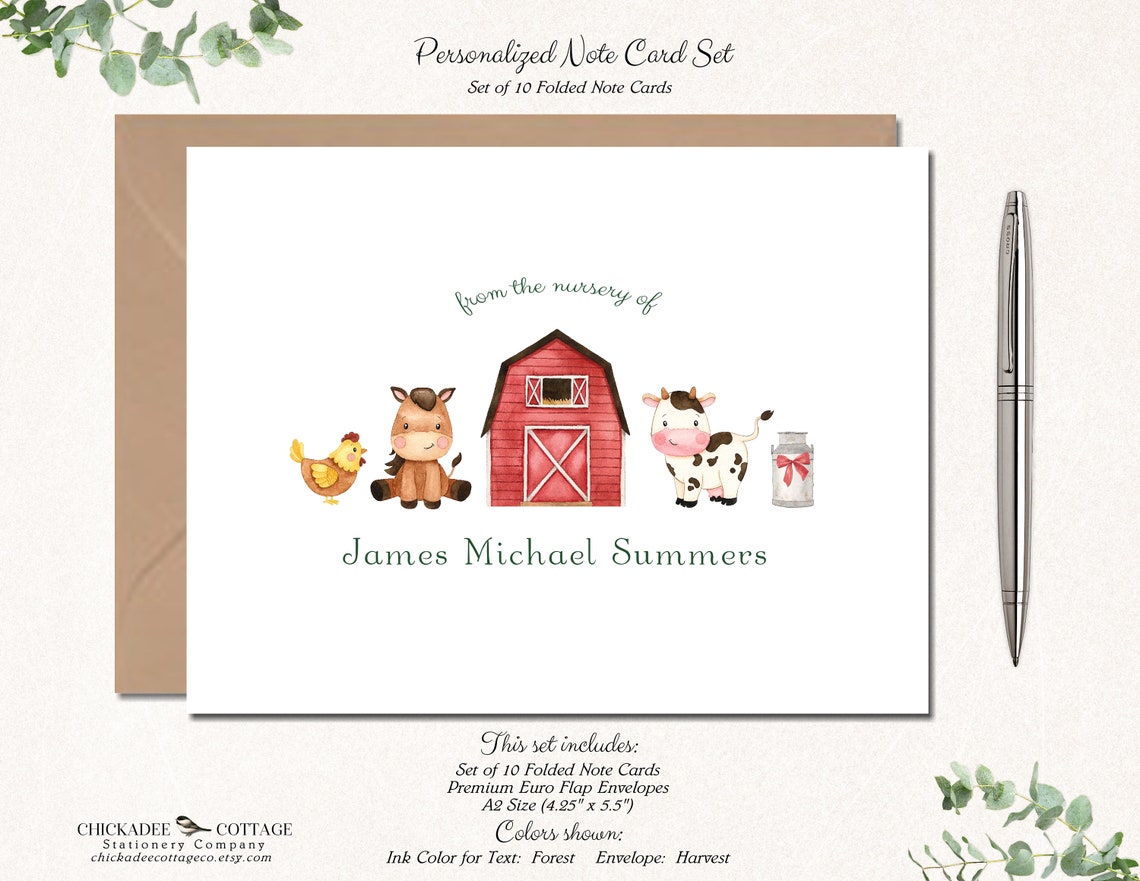 Farm Baby Shower Thank you Cards / Farm Animals Baby Shower Etsy