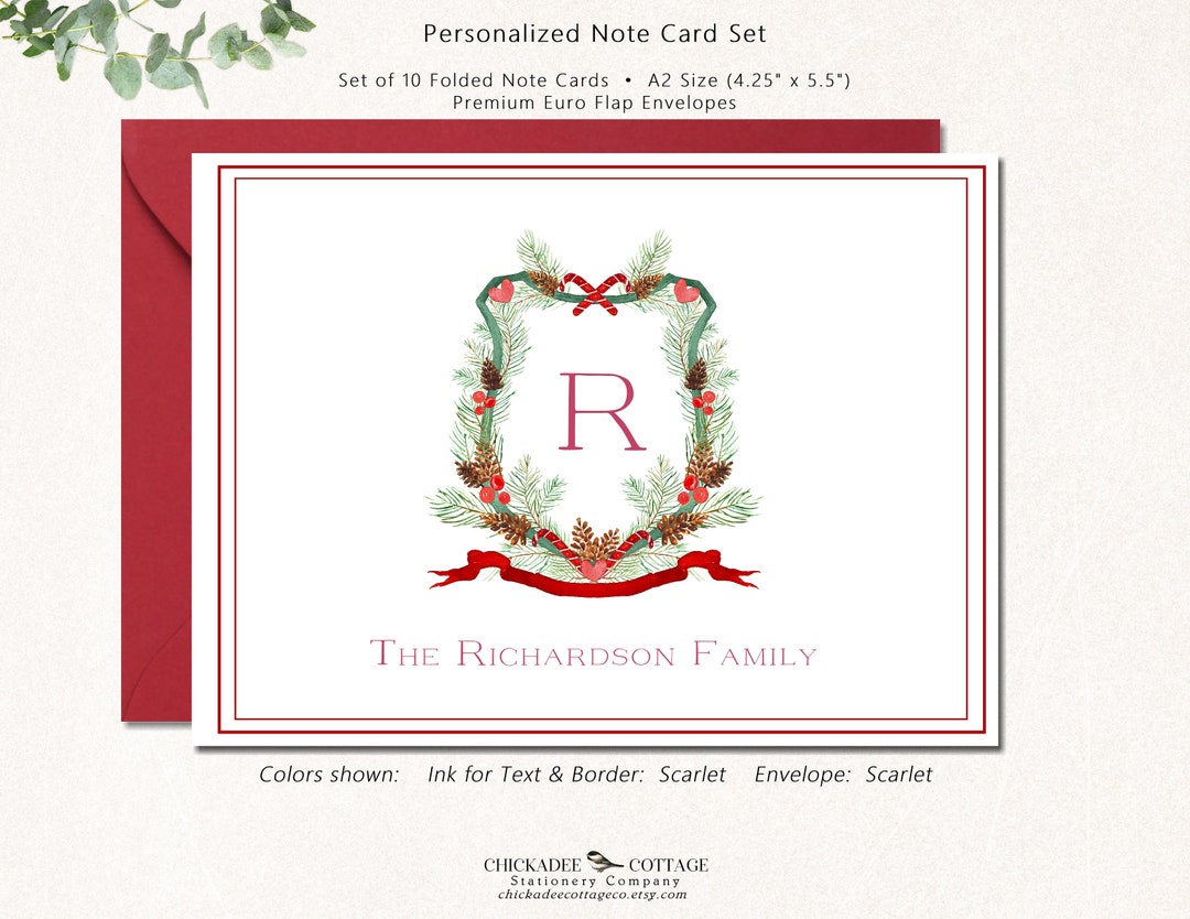 Christmas Stationery Note Cards | Set of 10 Holiday Cards ...
