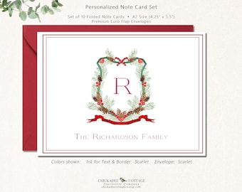 Christmas Stationery Note Cards | Set of 10 Holiday Cards | Personalized Christmas Cards | Christmas Thank You Cards Pack | PINECREST FOLDED