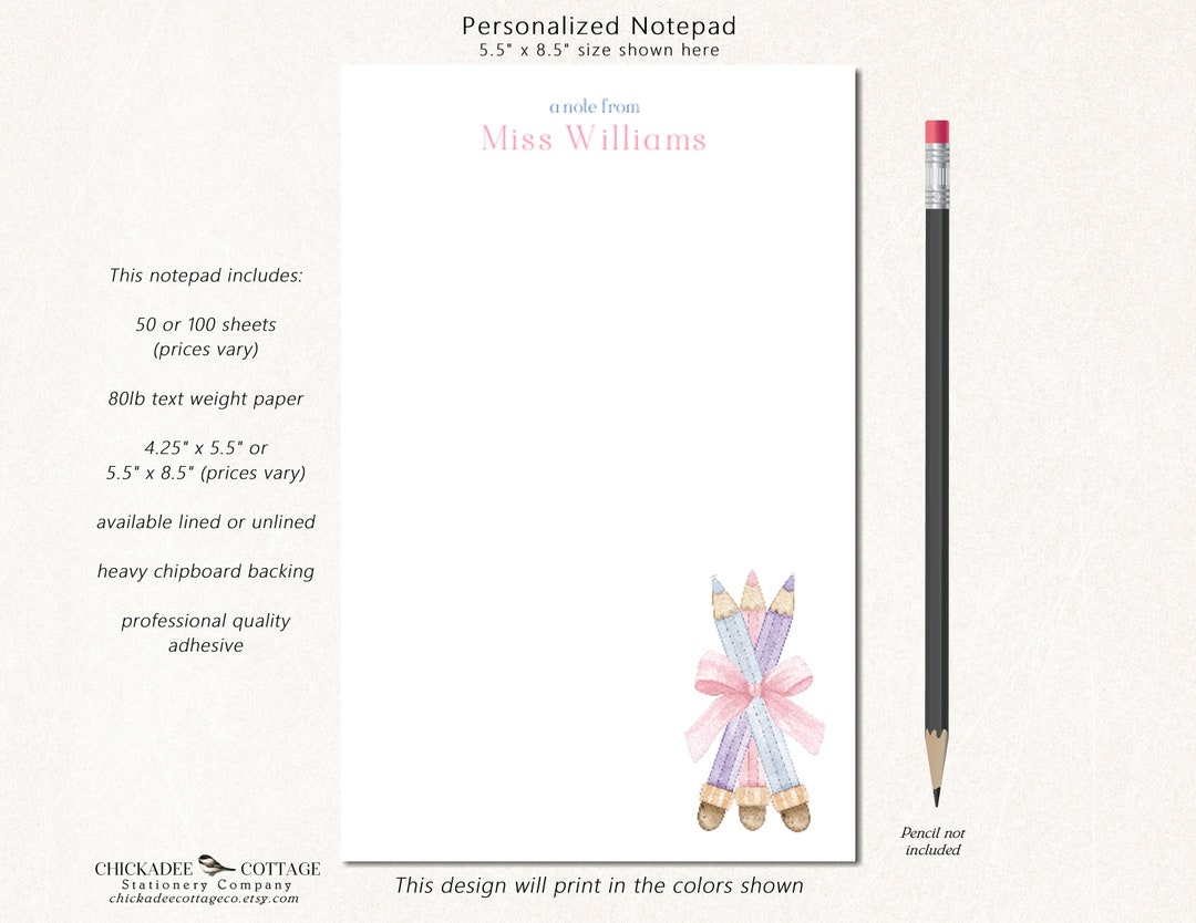 Personalized Teacher Notepad, Teacher Appreciation Gift, Teacher Gift ...
